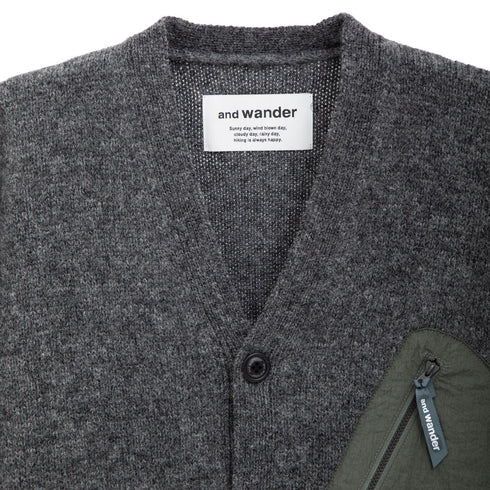 And Wander Shetland Wool Cardigan Gray Degli Uberti
